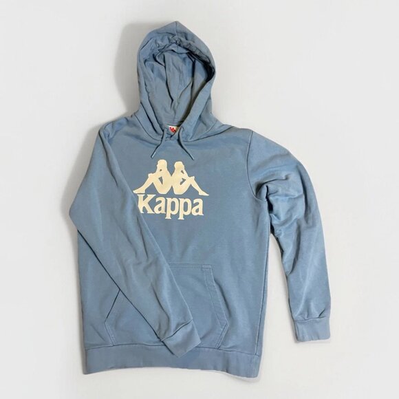 Kappa Logo Hoodie Mens Medium Light Carolina Blue Pullover Streetwear - Picture 1 of 5